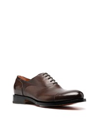 Chaussures richelieu en cuir marron foncé Santoni