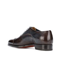 Chaussures richelieu en cuir marron foncé Santoni