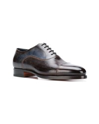 Chaussures richelieu en cuir marron foncé Santoni