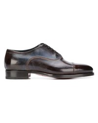 Chaussures richelieu en cuir marron foncé Santoni