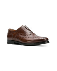 Chaussures richelieu en cuir marron foncé Santoni