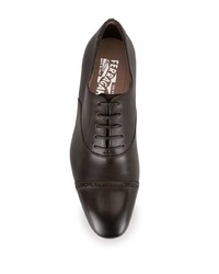 Chaussures richelieu en cuir marron foncé Salvatore Ferragamo
