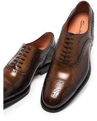 Chaussures richelieu en cuir marron foncé Santoni