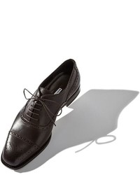 Chaussures richelieu en cuir marron foncé Manolo Blahnik