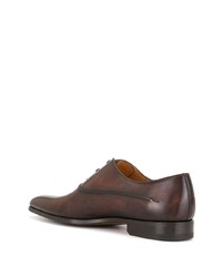 Chaussures richelieu en cuir marron foncé Magnanni