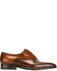 Chaussures richelieu en cuir marron foncé Santoni