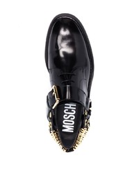 Chaussures richelieu en cuir noires Moschino