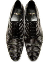 Chaussures richelieu en cuir ornées noires Saint Laurent