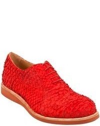 Chaussures richelieu en cuir rouges