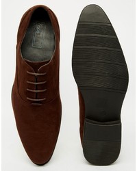 Chaussures richelieu en daim marron foncé Asos