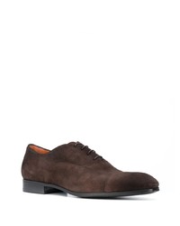 Chaussures richelieu en daim marron foncé Santoni