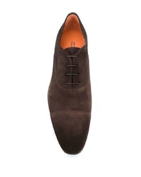 Chaussures richelieu en daim marron foncé Santoni