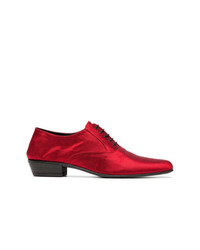Chaussures richelieu en satin rouges