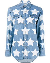 Chemise à étoiles bleu clair Saint Laurent