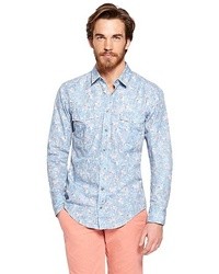 Chemise à fleurs bleu clair
