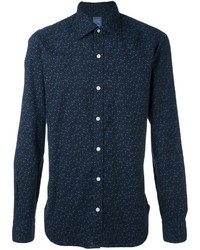 Chemise à fleurs bleu marine Barba