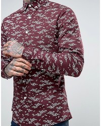 Chemise à fleurs bordeaux Asos