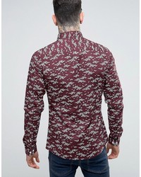 Chemise à fleurs bordeaux Asos