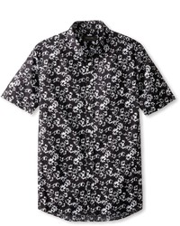 Chemise à fleurs noire et blanche