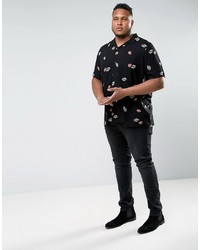 Chemise à fleurs noire Asos