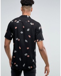 Chemise à fleurs noire Asos