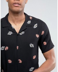 Chemise à fleurs noire Asos