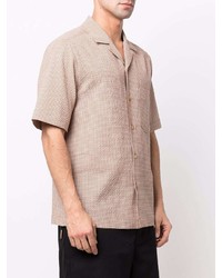 Chemise à manches courtes à carreaux beige Nanushka