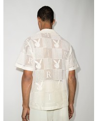 Chemise à manches courtes à carreaux beige Amiri