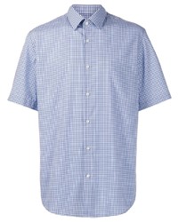Chemise à manches courtes à carreaux blanc et bleu BOSS
