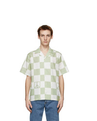 Chemise à manches courtes à carreaux blanc et vert