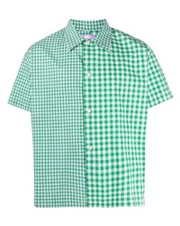 Chemise à manches courtes à carreaux blanc et vert ERL