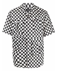 Chemise à manches courtes à carreaux blanche et noire DSQUARED2