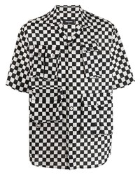 Chemise à manches courtes à carreaux blanche et noire DSQUARED2