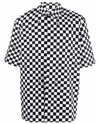 Chemise à manches courtes à carreaux blanche et noire Off-White
