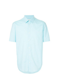 Chemise à manches courtes à carreaux bleu clair Cerruti 1881
