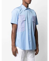 Chemise à manches courtes à carreaux bleu clair Comme Des Garcons SHIRT