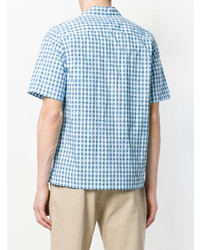 Chemise à manches courtes à carreaux bleu clair Marni