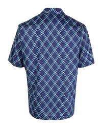 Chemise à manches courtes à carreaux bleu marine Tagliatore