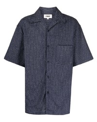 Chemise à manches courtes à carreaux bleu marine YMC
