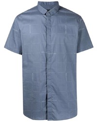 Chemise à manches courtes à carreaux bleue Armani Exchange