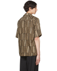 Chemise à manches courtes à carreaux marron Nanushka