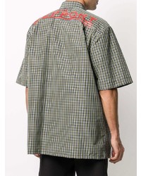 Chemise à manches courtes à carreaux multicolore Raf Simons