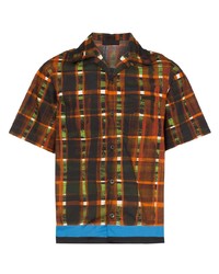 Chemise à manches courtes à carreaux multicolore Prada