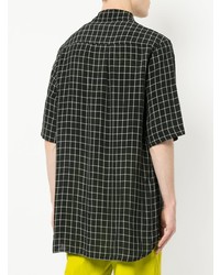 Chemise à manches courtes à carreaux noire et blanche Ex Infinitas