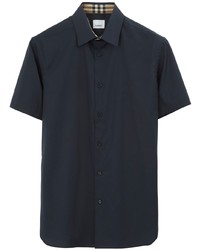 Chemise à manches courtes à carreaux noire Burberry