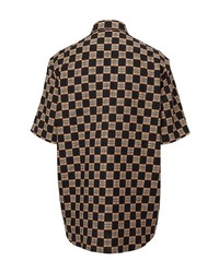 Chemise à manches courtes à carreaux noire Burberry