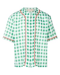Chemise à manches courtes à carreaux verte Marni