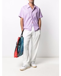 Chemise à manches courtes à carreaux violet clair ERL