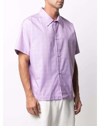 Chemise à manches courtes à carreaux violet clair ERL