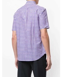 Chemise à manches courtes à carreaux violette D'urban